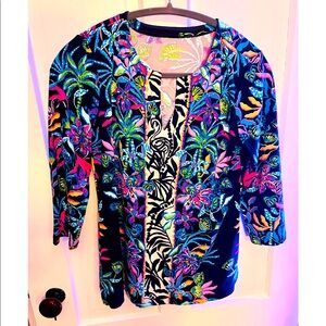 NWT - Lilly Pulitzer XS Karina Tunic.  Color:  ONYX PARADISE GLOW ENGINEER.